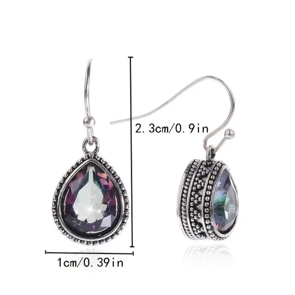 NWOT - Beautiful Multi Color Droplet Style Earrings - Picture 7 of 7